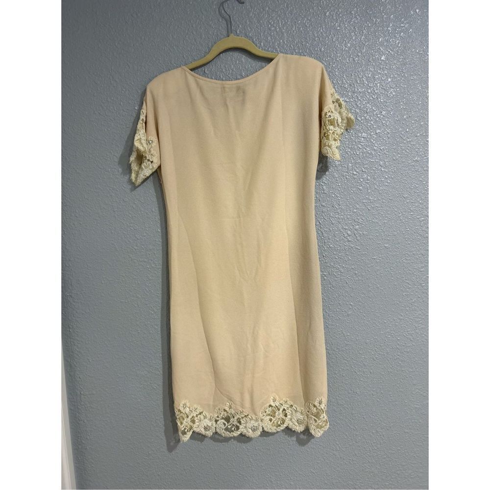 Carol Peretz Women's Vintage 80's Laced Silk Sheath Dress Ivory Size 6
